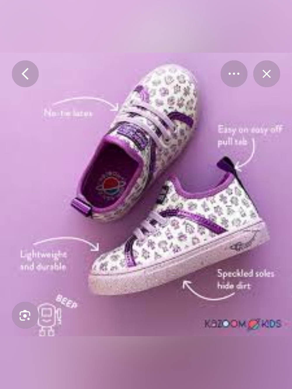 New Girls Kazoom Kids Purple Sneakers - Picture 2 of 6